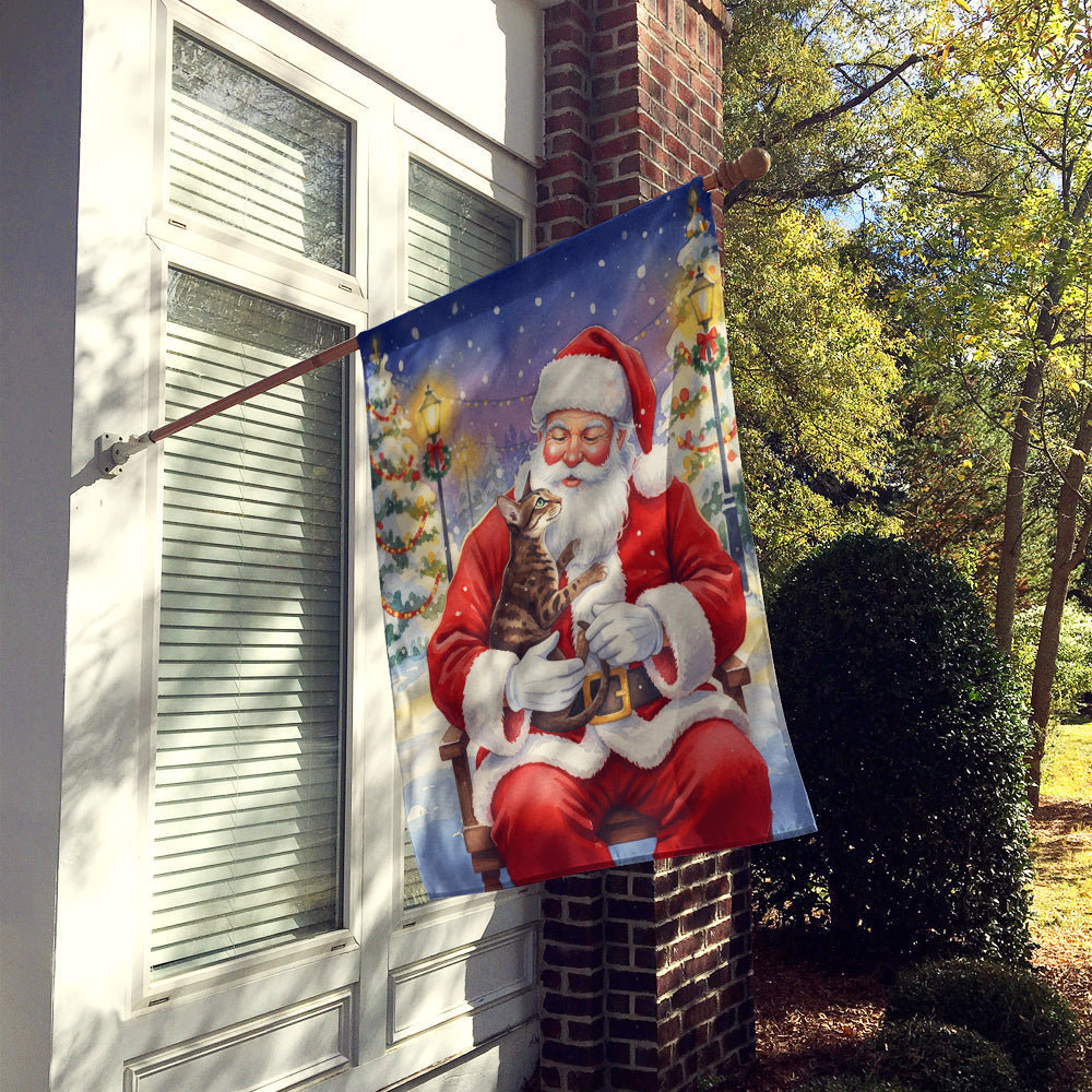 Oriental Shorthair Cat with Santa Claus House Flag 28x40 Porch Sleeve Pole Decorative Outside Yard Banner Artwork Wall Hanging, Polyester