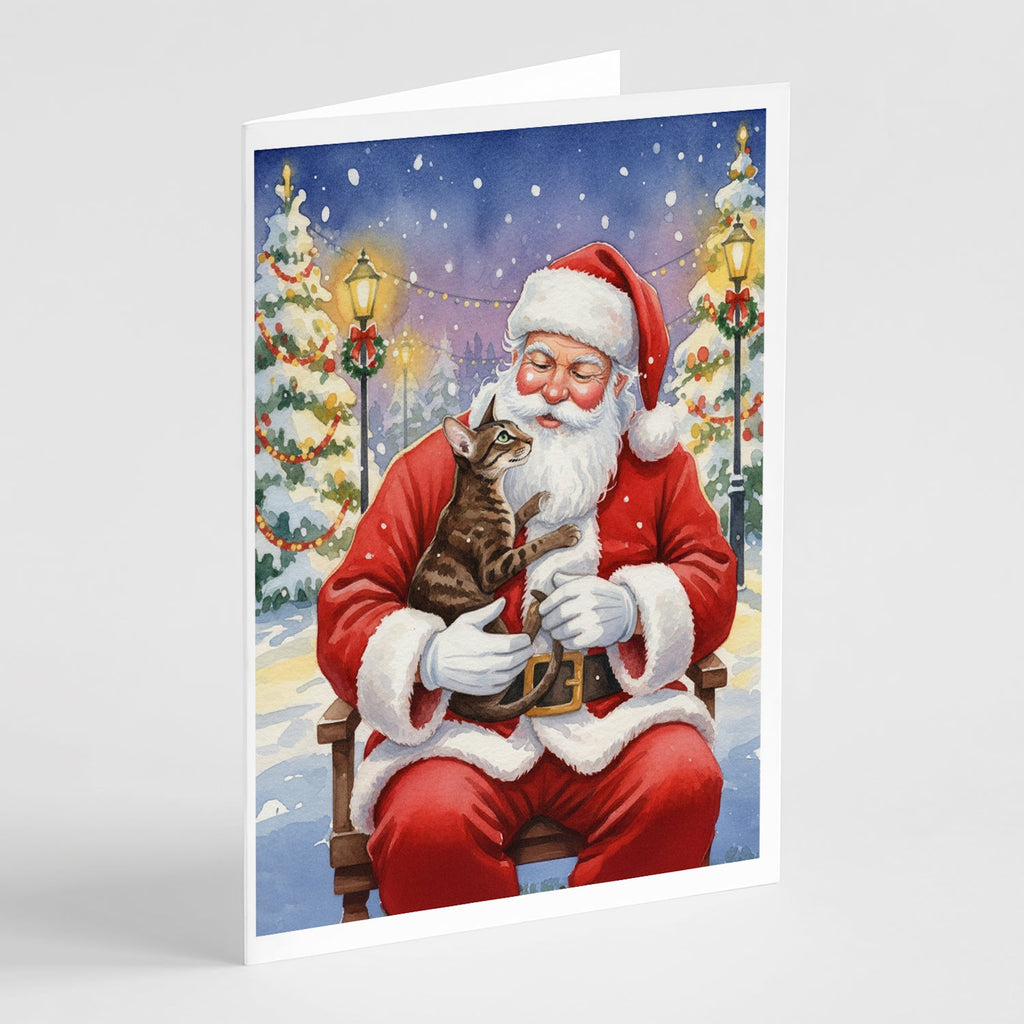 Oriental Shorthair Cat with Santa Claus Greeting Cards Pack of 8 Blank Cards with Envelopes Whimsical A7 Size 5x7