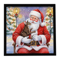 Oriental Shorthair Cat with Santa Claus Framed Metal Print Bathroom, Kitchen, Office, Home Decor Wall Art Ready to Hang, Square, 8X8