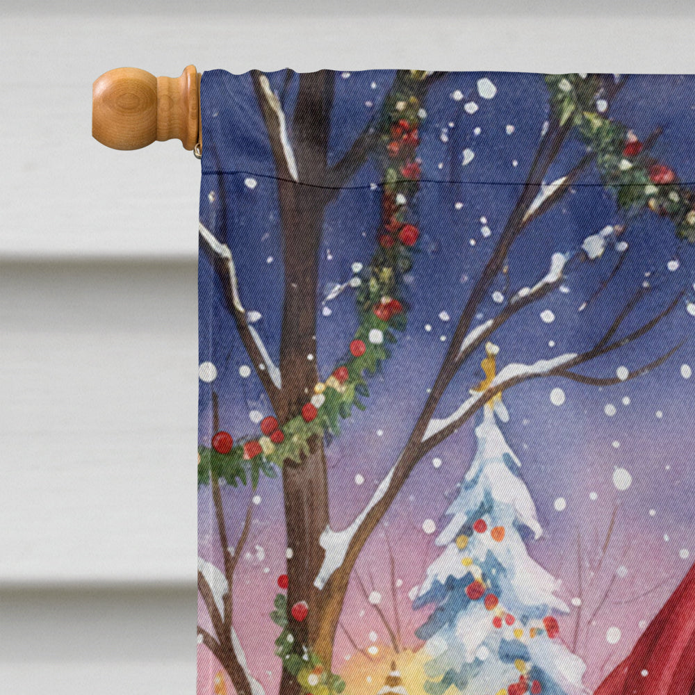 Patched Tabby Cat with Santa Claus House Flag 28x40 Porch Sleeve Pole Decorative Outside Yard Banner Artwork Wall Hanging, Polyester