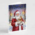Patched Tabby Cat with Santa Claus Greeting Cards Pack of 8 Blank Cards with Envelopes Whimsical A7 Size 5x7