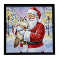 Ragdoll Bicolor Cat with Santa Claus Framed Metal Print Bathroom, Kitchen, Office, Home Decor Wall Art Ready to Hang, Square, 8X8