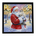 Ragdoll Blue Point Cat with Santa Claus Framed Metal Print Bathroom, Kitchen, Office, Home Decor Wall Art Ready to Hang, Square, 8X8