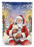 Ragdoll Seal Point with Santa Claus House Flag 28x40 Porch Sleeve Pole Decorative Outside Yard Banner Artwork Wall Hanging, Polyester