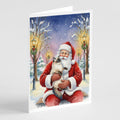 Ragdoll Seal Point with Santa Claus Greeting Cards Pack of 8 Blank Cards with Envelopes Whimsical A7 Size 5x7