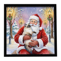 Ragdoll Seal Point with Santa Claus Framed Metal Print Bathroom, Kitchen, Office, Home Decor Wall Art Ready to Hang, Square, 8X8