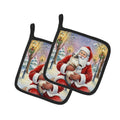 Ragdoll Seal Point with Santa Claus Pot Holder Set of 2 Heat Resistant Quilted Hot Pads 7.5 x 7.5 Inch, Insulated Kitchen Trivets for Cooking & Baking