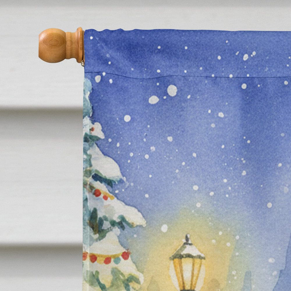 Gray Cat with Santa Claus House Flag 28x40 Porch Sleeve Pole Decorative Outside Yard Banner Artwork Wall Hanging, Polyester