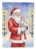 Sphynx Cat with Santa Claus House Flag 28x40 Porch Sleeve Pole Decorative Outside Yard Banner Artwork Wall Hanging, Polyester