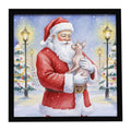 Sphynx Cat with Santa Claus Framed Metal Print Bathroom, Kitchen, Office, Home Decor Wall Art Ready to Hang, Square, 8X8