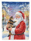 Tortoiseshell Cat with Santa Claus House Flag 28x40 Porch Sleeve Pole Decorative Outside Yard Banner Artwork Wall Hanging, Polyester