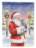African Grey Parrot with Santa Claus House Flag 28x40 Porch Sleeve Pole Decorative Outside Yard Banner Artwork Wall Hanging, Polyester