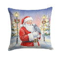 African Grey Parrot with Santa Claus Decorative Throw Pillow 14x14 Indoor Outdoor Accent Cushion, Fabric Cover with Insert for Sofa, Bed, Porch & Living Room