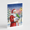 Amazon Parrot with Santa Claus Greeting Cards Pack of 8 Blank Cards with Envelopes Whimsical A7 Size 5x7