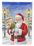 Black-Headed Caique with Santa Claus House Flag 28x40 Porch Sleeve Pole Decorative Outside Yard Banner Artwork Wall Hanging, Polyester