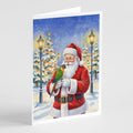 Black-Headed Caique with Santa Claus Greeting Cards Pack of 8 Blank Cards with Envelopes Whimsical A7 Size 5x7