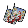 Black-Headed Caique with Santa Claus Pot Holder Set of 2 Heat Resistant Quilted Hot Pads 7.5 x 7.5 Inch, Insulated Kitchen Trivets for Cooking & Baking