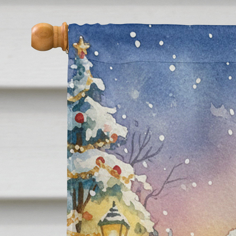 Blue Heron with Santa Claus House Flag 28x40 Porch Sleeve Pole Decorative Outside Yard Banner Artwork Wall Hanging, Polyester