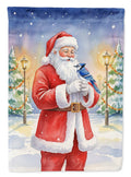 Blue Jay with Santa Claus House Flag 28x40 Porch Sleeve Pole Decorative Outside Yard Banner Artwork Wall Hanging, Polyester