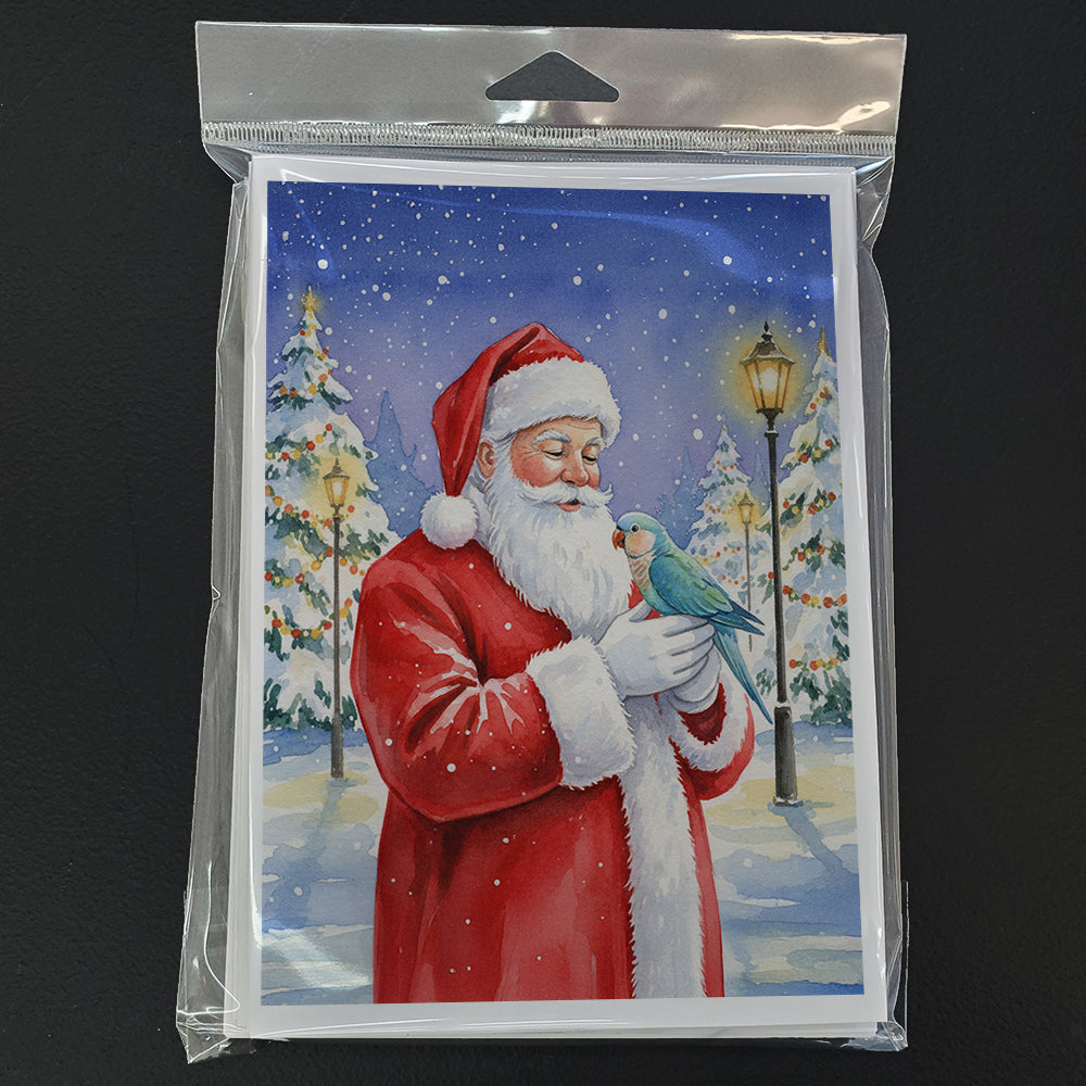 Blue Quaker with Santa Claus Greeting Cards Pack of 8 Blank Cards with Envelopes Whimsical A7 Size 5x7