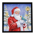 Blue Quaker with Santa Claus Framed Metal Print Bathroom, Kitchen, Office, Home Decor Wall Art Ready to Hang, Square, 8X8