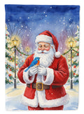 Bluebird with Santa Claus House Flag 28x40 Porch Sleeve Pole Decorative Outside Yard Banner Artwork Wall Hanging, Polyester
