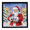 Bluebird with Santa Claus Framed Metal Print Bathroom, Kitchen, Office, Home Decor Wall Art Ready to Hang, Square, 8X8