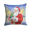 Blue Fronted Amazon Parrot with Santa Claus Decorative Throw Pillow 18x18 Indoor Outdoor Accent Cushion, Fabric Cover with Insert for Sofa, Bed, Porch & Living Room