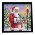 Blue Headed Pionus Parrot with Santa Claus Framed Metal Print Bathroom, Kitchen, Office, Home Decor Wall Art Ready to Hang, Square, 8X8