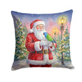 Blue Headed Pionus Parrot with Santa Claus Decorative Throw Pillow 14x14 Indoor Outdoor Accent Cushion, Fabric Cover with Insert for Sofa, Bed, Porch & Living Room
