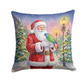 Blue Headed Pionus Parrot with Santa Claus Decorative Throw Pillow 18x18 Indoor Outdoor Accent Cushion, Fabric Cover with Insert for Sofa, Bed, Porch & Living Room