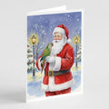 Brown Headed Pionus Parrot with Santa Claus Greeting Cards Pack of 8 Blank Cards with Envelopes Whimsical A7 Size 5x7