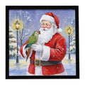 Brown Headed Pionus Parrot with Santa Claus Framed Metal Print Bathroom, Kitchen, Office, Home Decor Wall Art Ready to Hang, Square, 8X8
