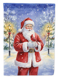Cardinal with Santa Claus House Flag 28x40 Porch Sleeve Pole Decorative Outside Yard Banner Artwork Wall Hanging, Polyester