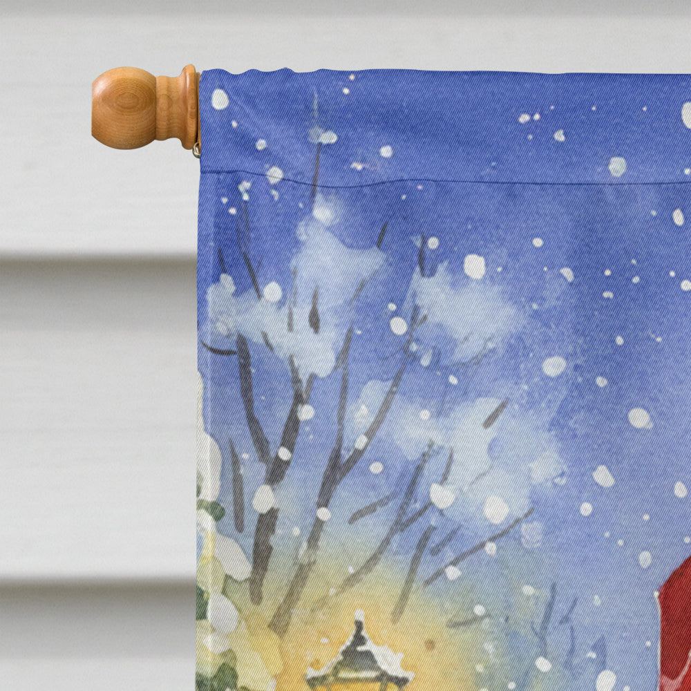 Cardinal with Santa Claus House Flag 28x40 Porch Sleeve Pole Decorative Outside Yard Banner Artwork Wall Hanging, Polyester