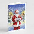 Cardinal with Santa Claus Greeting Cards Pack of 8 Blank Cards with Envelopes Whimsical A7 Size 5x7