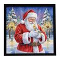 Cockatiel with Santa Claus Framed Metal Print Bathroom, Kitchen, Office, Home Decor Wall Art Ready to Hang, Square, 8X8