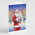 Cockatoo with Santa Claus Greeting Cards Pack of 8 Blank Cards with Envelopes Whimsical A7 Size 5x7