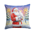 Cockatoo with Santa Claus Decorative Throw Pillow 14x14 Indoor Outdoor Accent Cushion, Fabric Cover with Insert for Sofa, Bed, Porch & Living Room