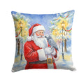 Congo African Grey Parrot with Santa Claus Decorative Throw Pillow 14x14 Indoor Outdoor Accent Cushion, Fabric Cover with Insert for Sofa, Bed, Porch & Living Room