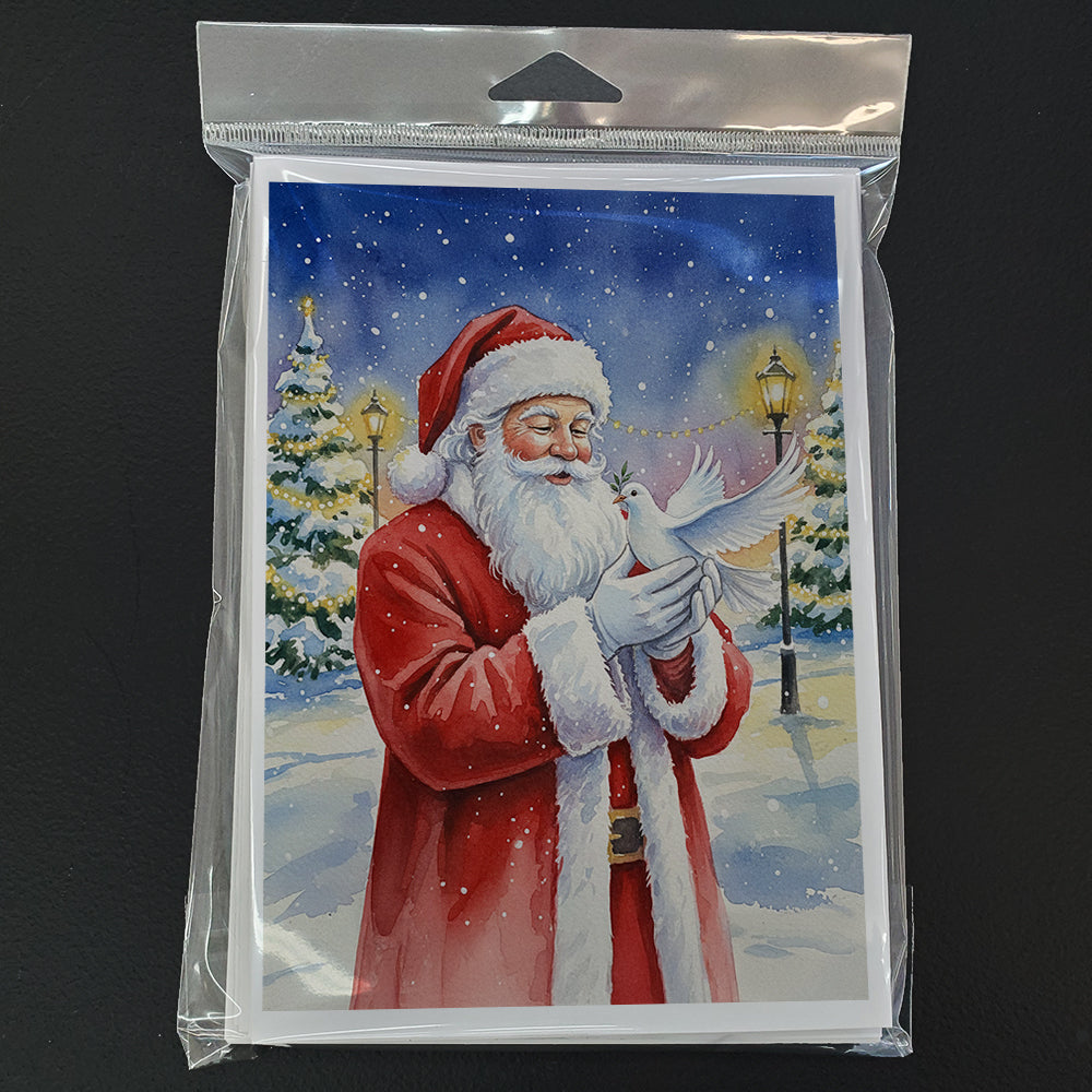 Dove with Santa Claus Greeting Cards Pack of 8 Blank Cards with Envelopes Whimsical A7 Size 5x7