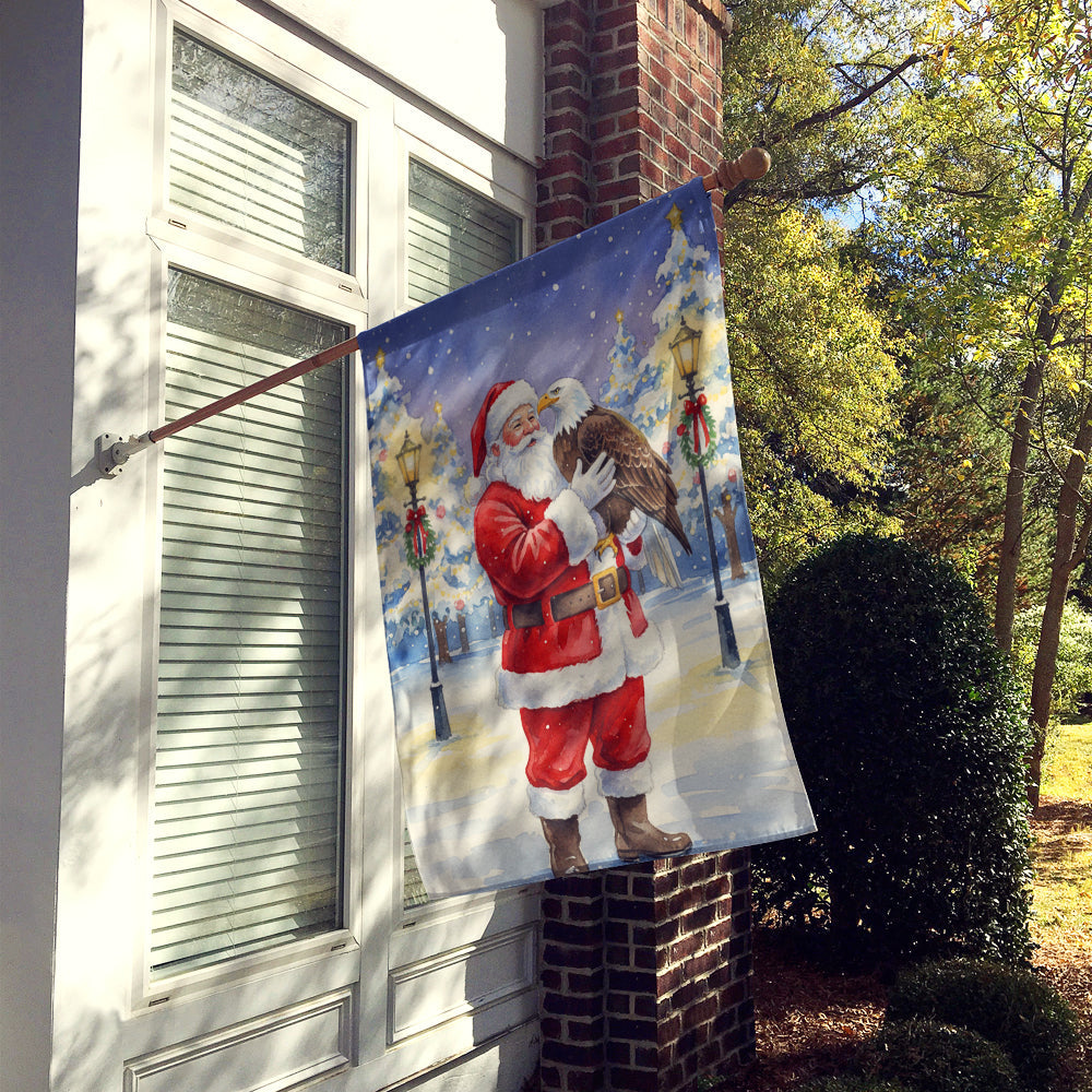 Eagle with Santa Claus House Flag 28x40 Porch Sleeve Pole Decorative Outside Yard Banner Artwork Wall Hanging, Polyester