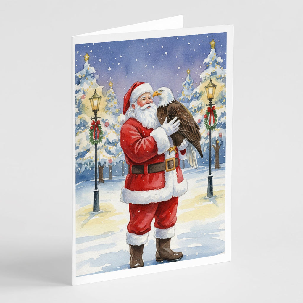 Eagle with Santa Claus Greeting Cards Pack of 8 Blank Cards with Envelopes Whimsical A7 Size 5x7