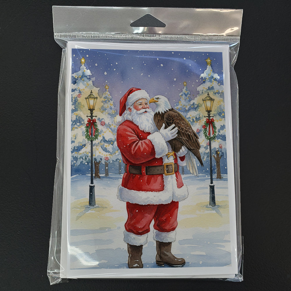 Eagle with Santa Claus Greeting Cards Pack of 8 Blank Cards with Envelopes Whimsical A7 Size 5x7