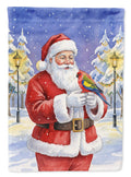 Eastern Rosella with Santa Claus House Flag 28x40 Porch Sleeve Pole Decorative Outside Yard Banner Artwork Wall Hanging, Polyester