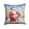 Female Eclectus with Santa Claus Decorative Throw Pillow 14x14 Indoor Outdoor Accent Cushion, Fabric Cover with Insert for Sofa, Bed, Porch & Living Room