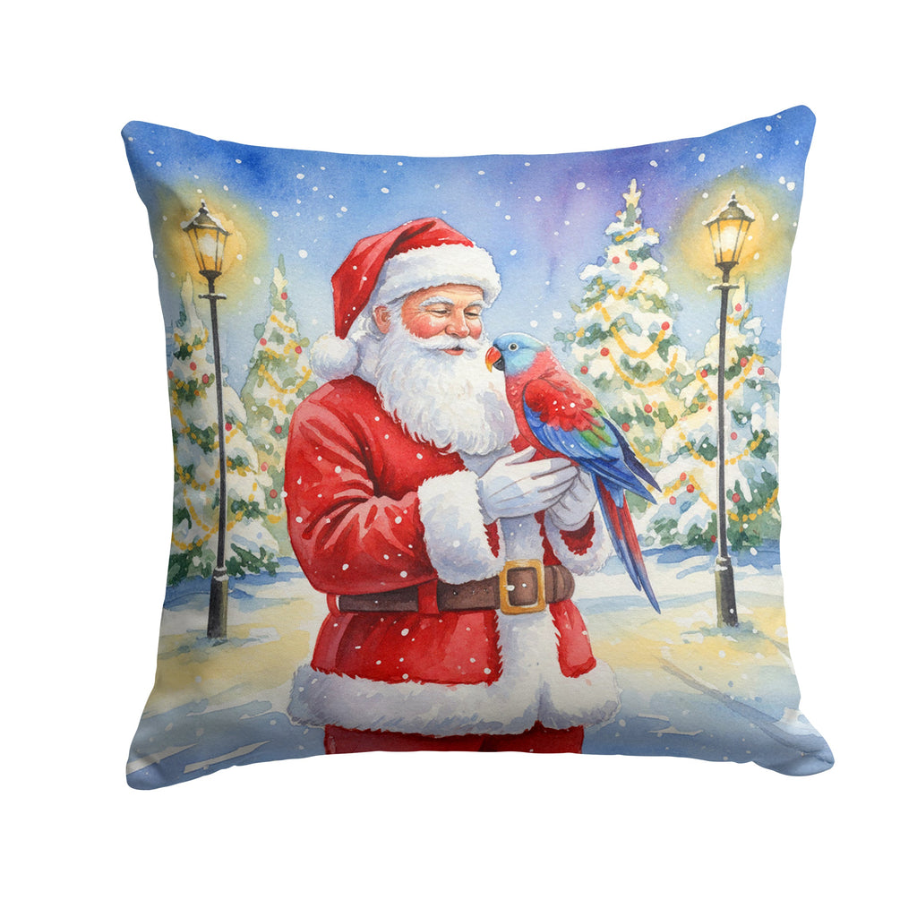 Female Eclectus with Santa Claus Decorative Throw Pillow 18x18 Indoor Outdoor Accent Cushion, Fabric Cover with Insert for Sofa, Bed, Porch & Living Room