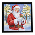 Gouldian Finch with Santa Claus Framed Metal Print Bathroom, Kitchen, Office, Home Decor Wall Art Ready to Hang, Square, 8X8