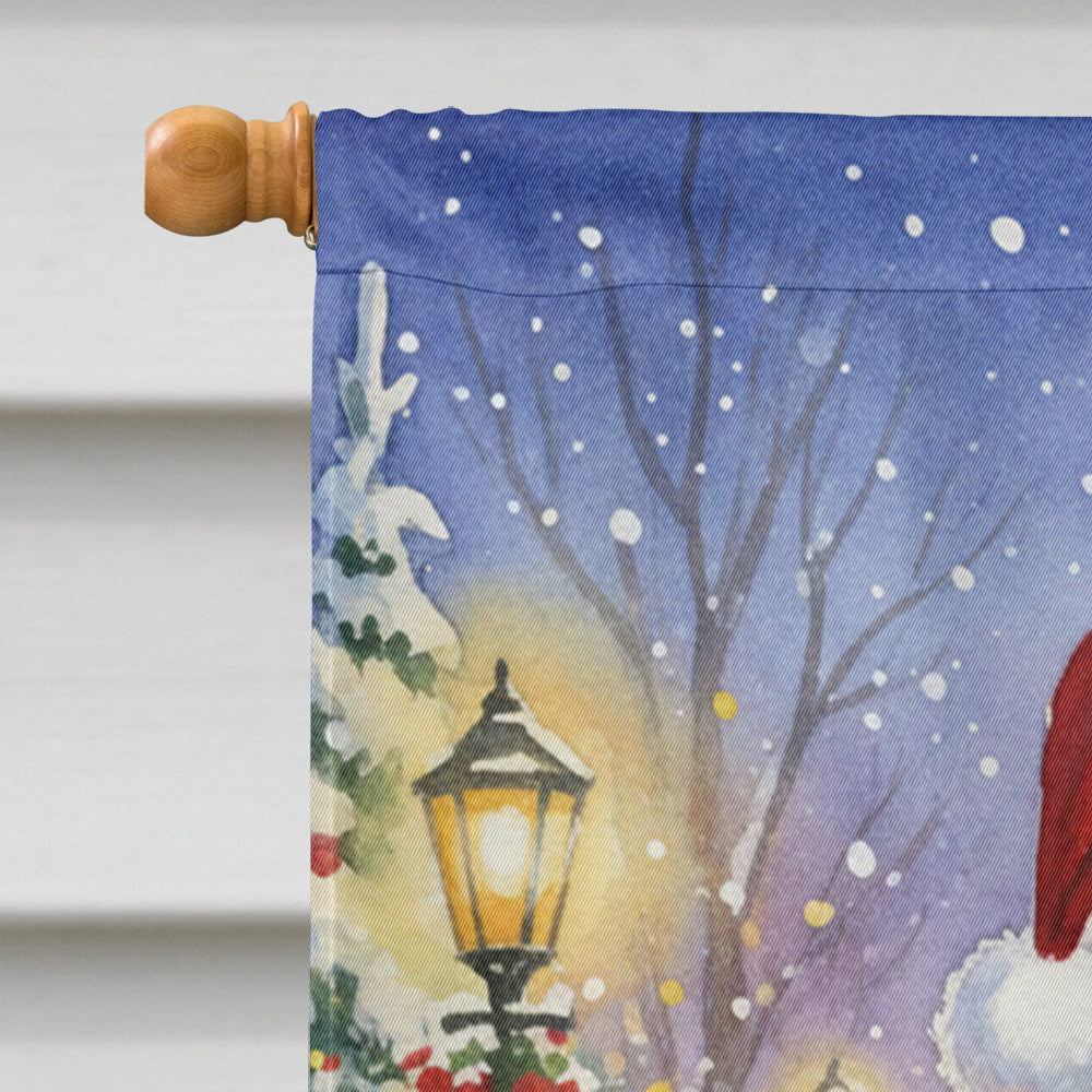 Green Quaker Parrot with Santa Claus House Flag 28x40 Porch Sleeve Pole Decorative Outside Yard Banner Artwork Wall Hanging, Polyester
