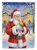 Green Cheeked Conure Parrot with Santa Claus House Flag 28x40 Porch Sleeve Pole Decorative Outside Yard Banner Artwork Wall Hanging, Polyester